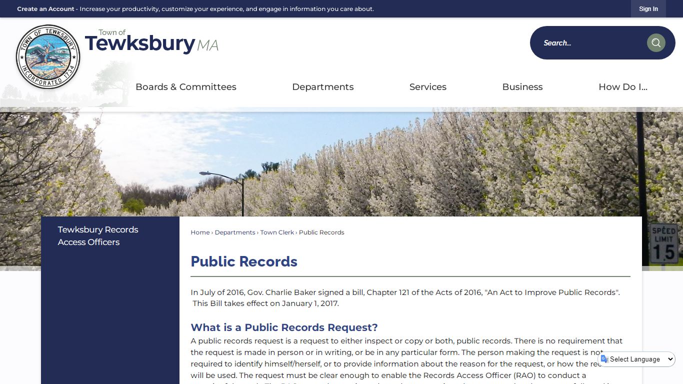 Public Records | Tewksbury, MA